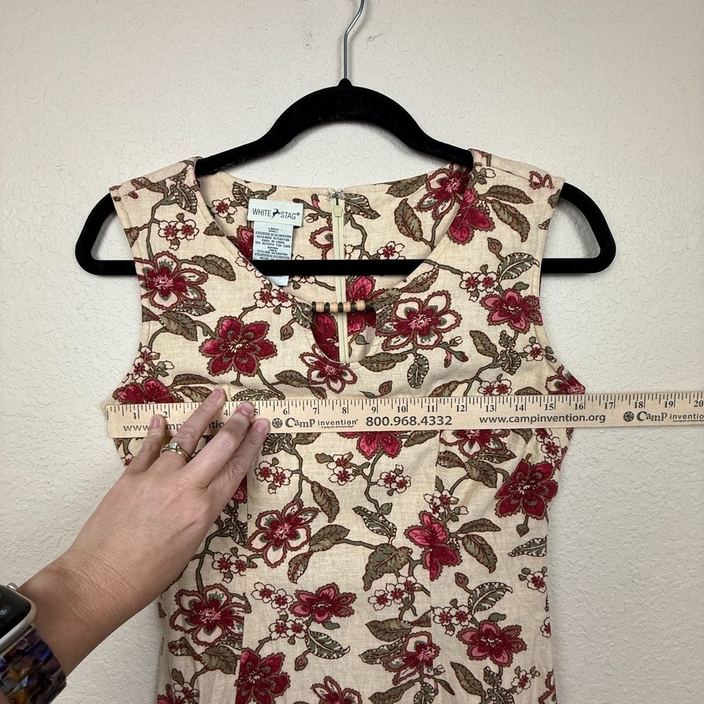 Vtg White Stag Tank Floral Linen Blend Sheath Dress Garden Party Sz S *read - Picture 5 of 12